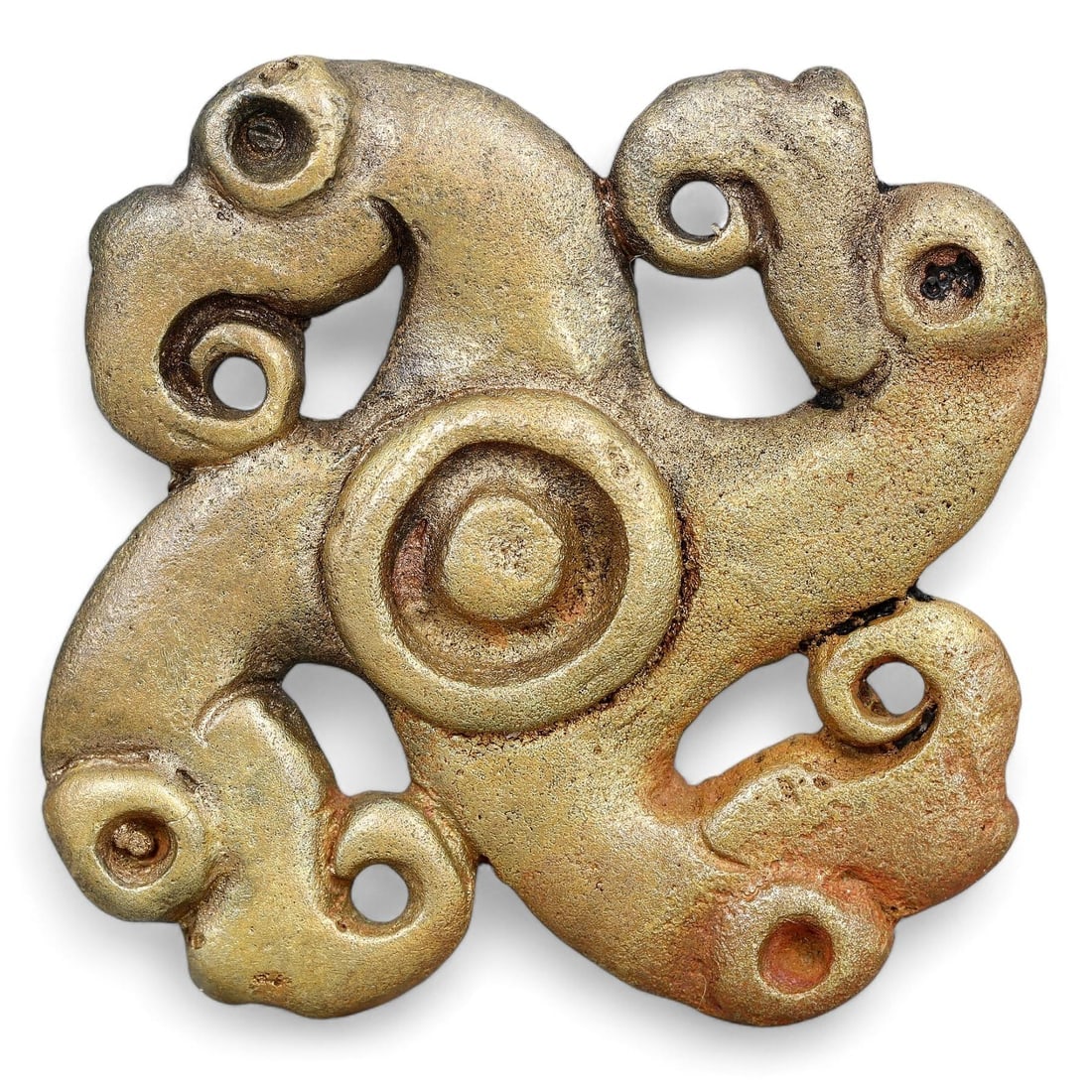 Medieval Eurasian Nomadic Crafted Zoomorphic Motif of the Steppe Warrior Bronze Belt Buckle (1 of 2)