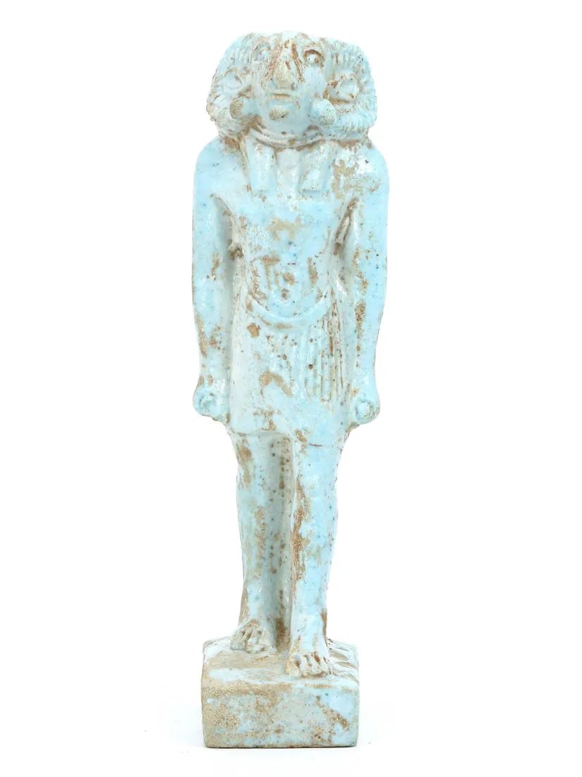 Ram-Headed Egyptian God Faience Figurine, Post-Medieval Grand Tour Era: Our highly anticipated Antique Auction, "Treasures of the Ancient and Medieval World," offering an unparalleled opportunity for collectors and history enthusiasts to acquire rare Ancient Artifacts for