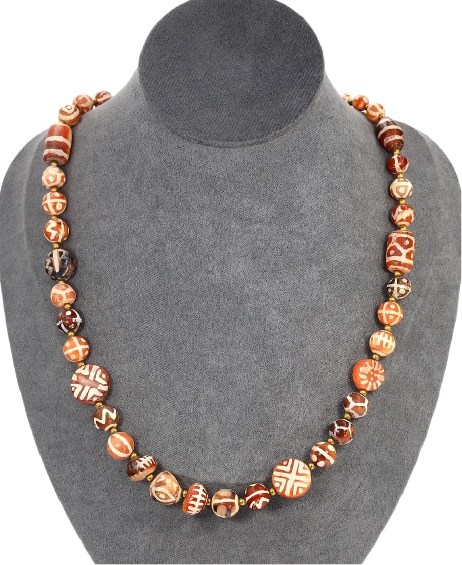 Ancient Medieval Pagan Period Pyu Etched Carnelian Beads Necklace, 9th-13th Century: Our highly anticipated Antique Auction, "Treasures of the Ancient and Medieval World," offering an unparalleled opportunity for collectors and history enthusiasts to acquire rare Ancient Artifacts for
