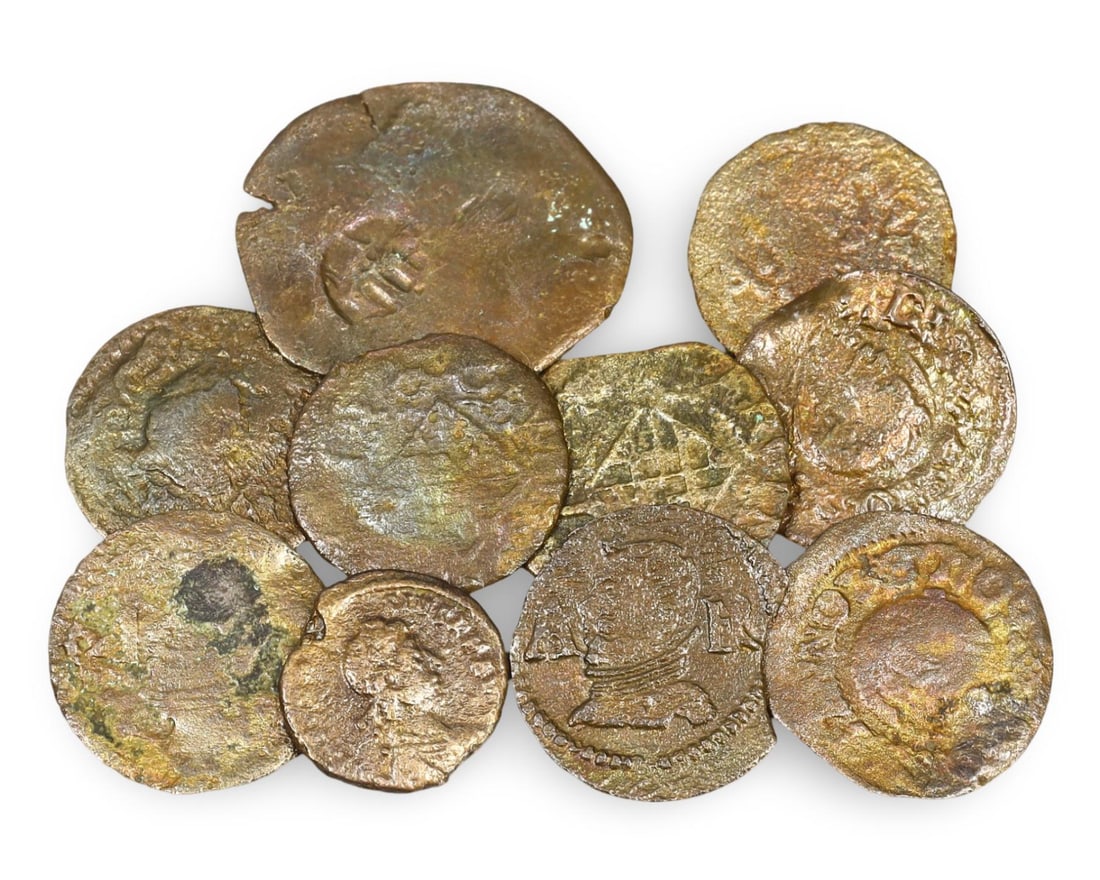 Ancient 17th Century Spanish Warship Treasure Bronze Piracy Coins (13mm-23mm): Our highly anticipated Antique Auction, "Treasures of the Ancient and Medieval World," offering an unparalleled opportunity for collectors and history enthusiasts to acquire rare Ancient Artifacts for