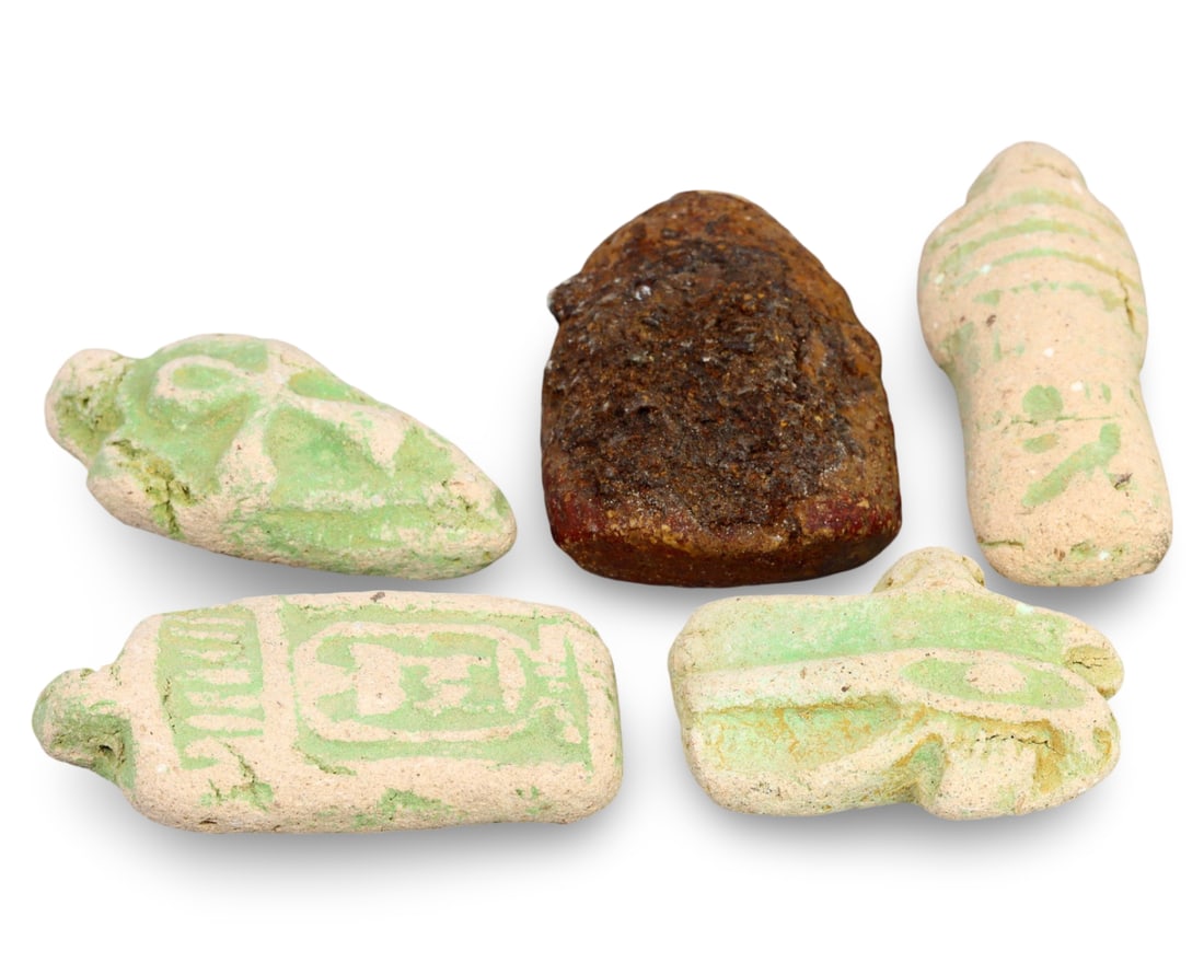 Exquisite Collection Lot of Five Egyptian Post-Medieval Grand Tour Period Faience Figurines (1 of 1)