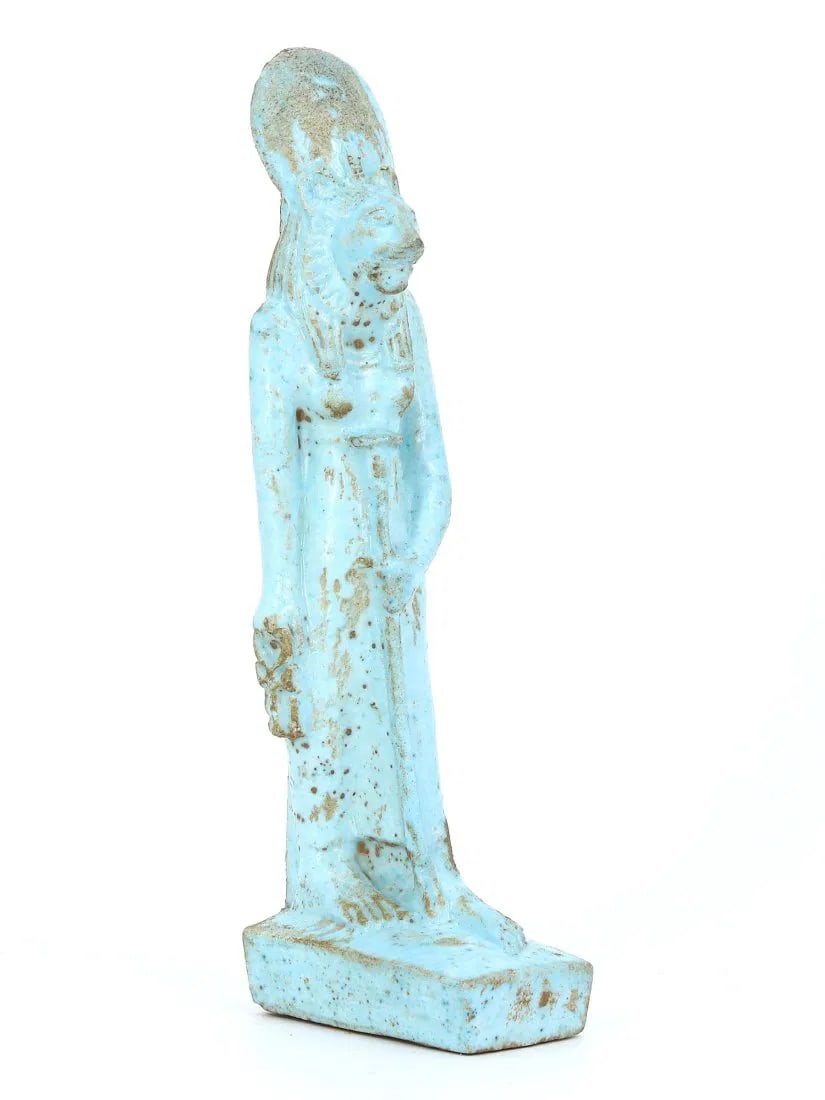 Post-Medieval Egyptian Grand Tour Faience Standing Sekhmet Figure: Our highly anticipated Antique Auction, "Treasures of the Ancient and Medieval World," offering an unparalleled opportunity for collectors and history enthusiasts to acquire rare Ancient Artifacts for