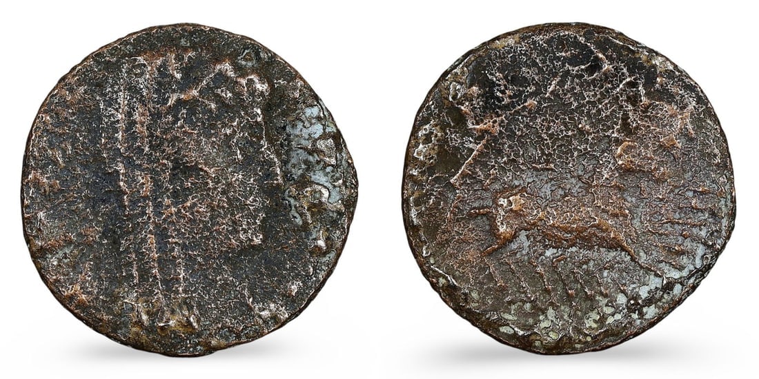 Premium Ancient Roman Emperor's Portrait and Mythological Scene Bronze Coin, (14mm, 1.31g): Our highly anticipated Antique Auction, "Treasures of the Ancient and Medieval World," offering an unparalleled opportunity for collectors and history enthusiasts to acquire rare Ancient Artifacts for