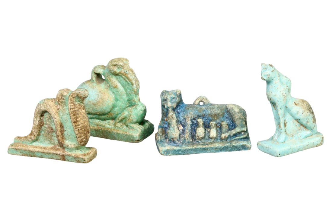 Set of Four Egyptian Faience Amulets, Post-Medieval, Grand Tour Era (1 of 1)