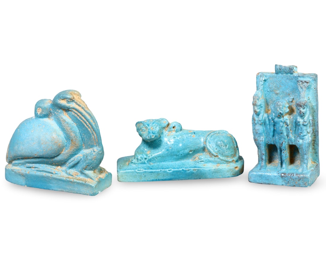 Set of Three Egyptian Faience Amulets, Post-Medieval, Grand Tour Era (1 of 1)