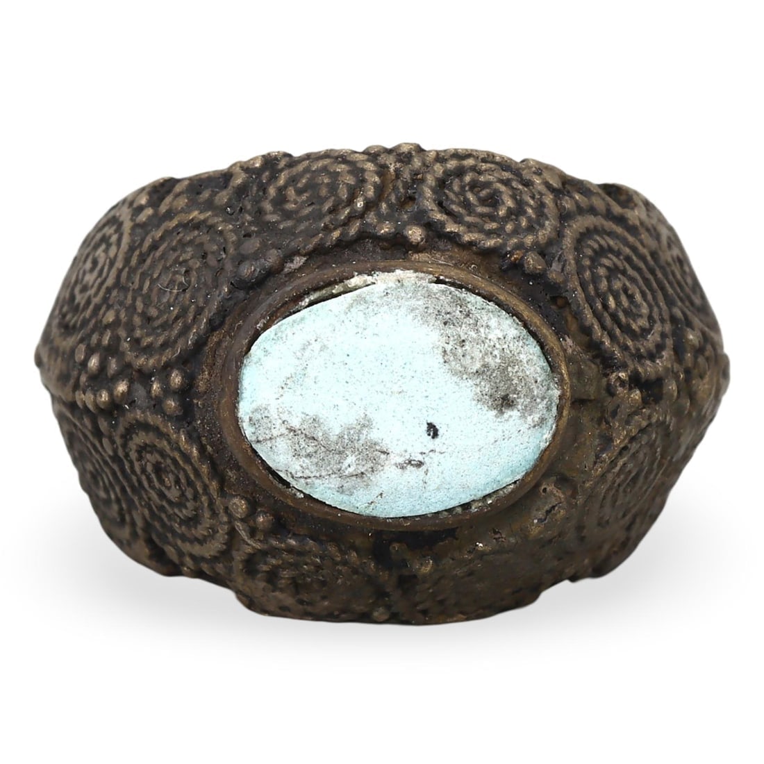 Antique Qajar Dynasty Silver-Gilt Cocktail Ring with Center Stone: Our highly anticipated Antique Auction, "Treasures of the Ancient and Medieval World," offering an unparalleled opportunity for collectors and history enthusiasts to acquire rare Ancient Artifacts for