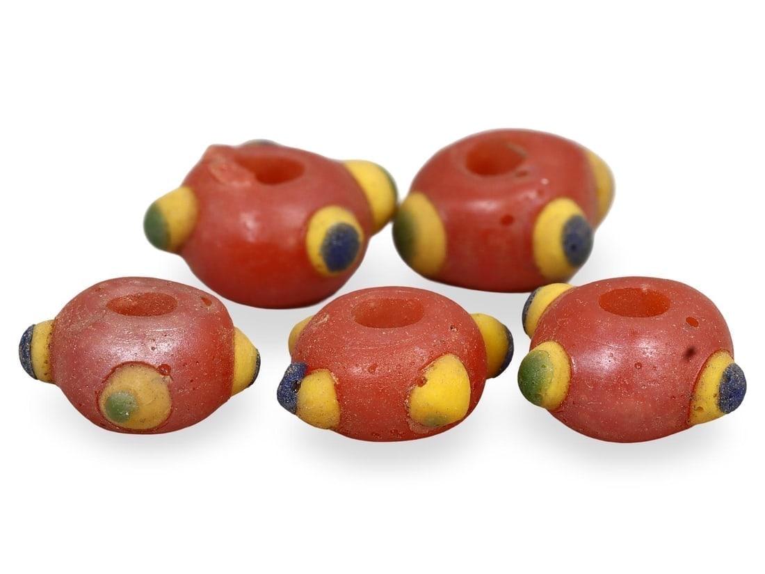 Ancient Carthaginian Stratified Knobbed Eye Glass Beads, 3rd-1st Century BC: Our highly anticipated Antique Auction, "Treasures of the Ancient and Medieval World," offering an unparalleled opportunity for collectors and history enthusiasts to acquire rare Ancient Artifacts for