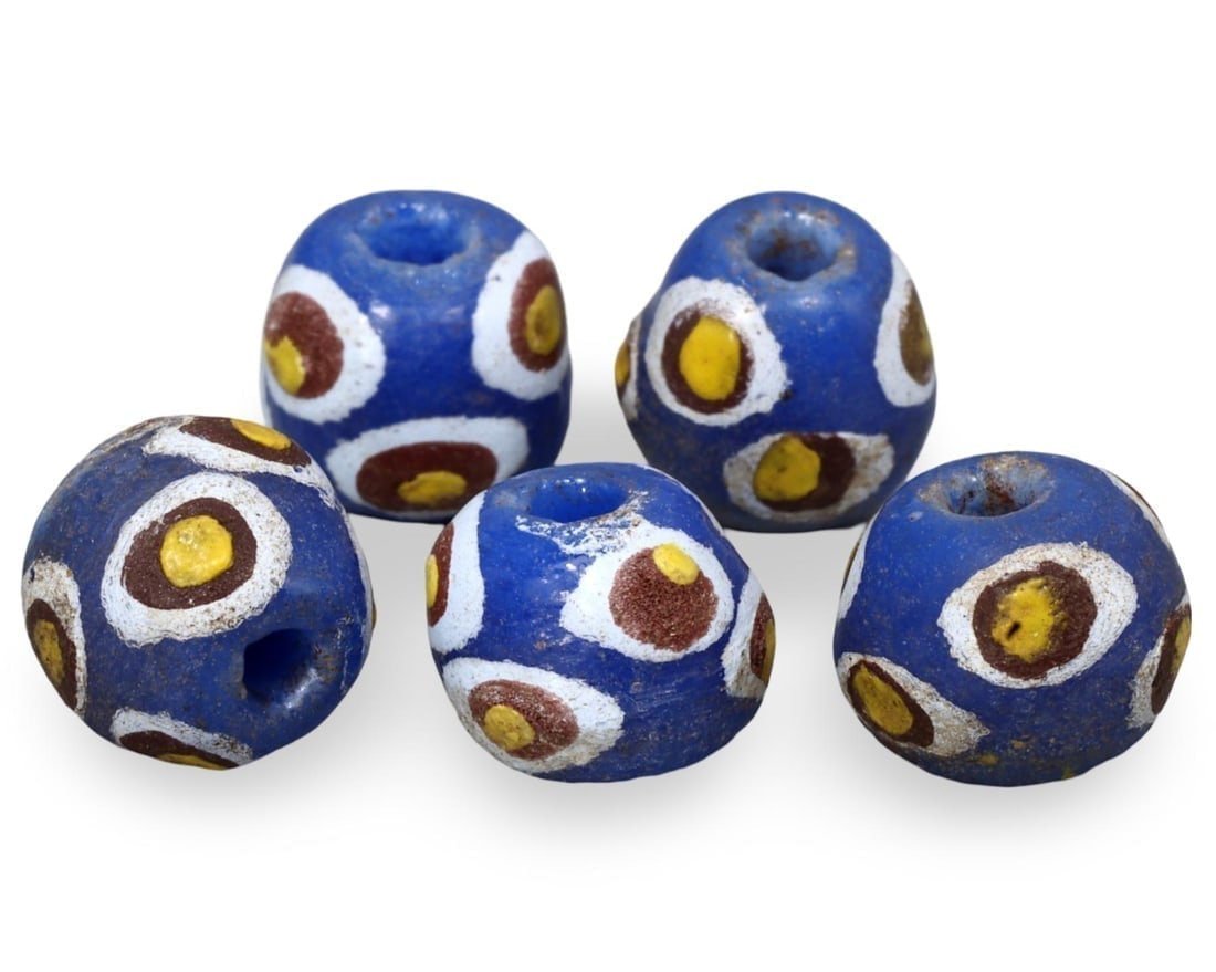 Antique West African Edo Tribe Hand Painted Currency Trade Beads (1 of 1)