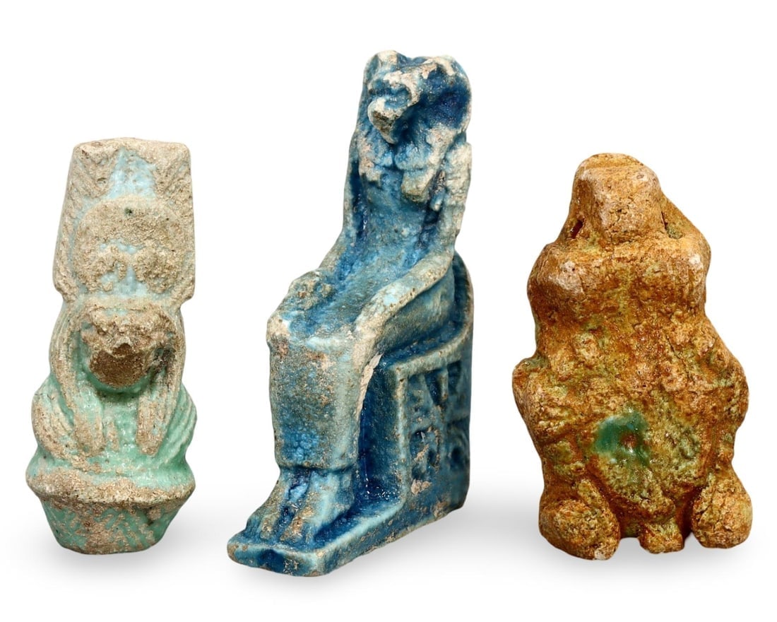 Rare Post-Medieval Egyptian Grand Tour Intricately Crafted Ancient Symbols Faience Amulet Figurines (1 of 1)