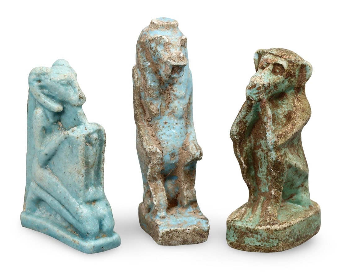 Set of Three Egyptian Faience Amulets, Post-Medieval, Grand Tour Era (1 of 1)