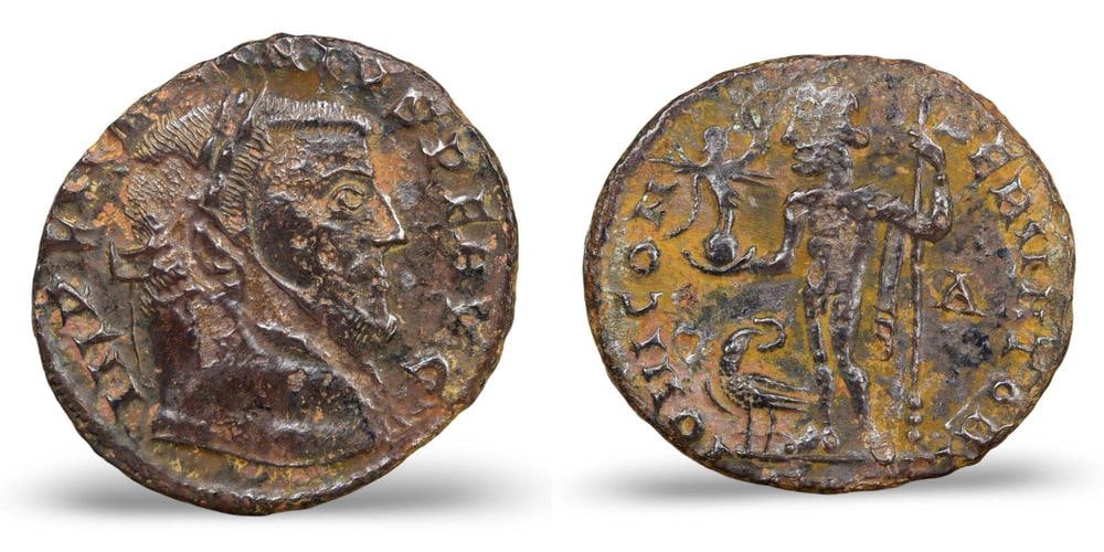 Rare Roman Bronze Coin from the Roman Empire Featuring Emperor: **Dimension information at the bottom section after Condition** Our highly anticipated Antique Auction, "Treasures of the Ancient and Medieval World," offering an unparalleled opportunity for collecto