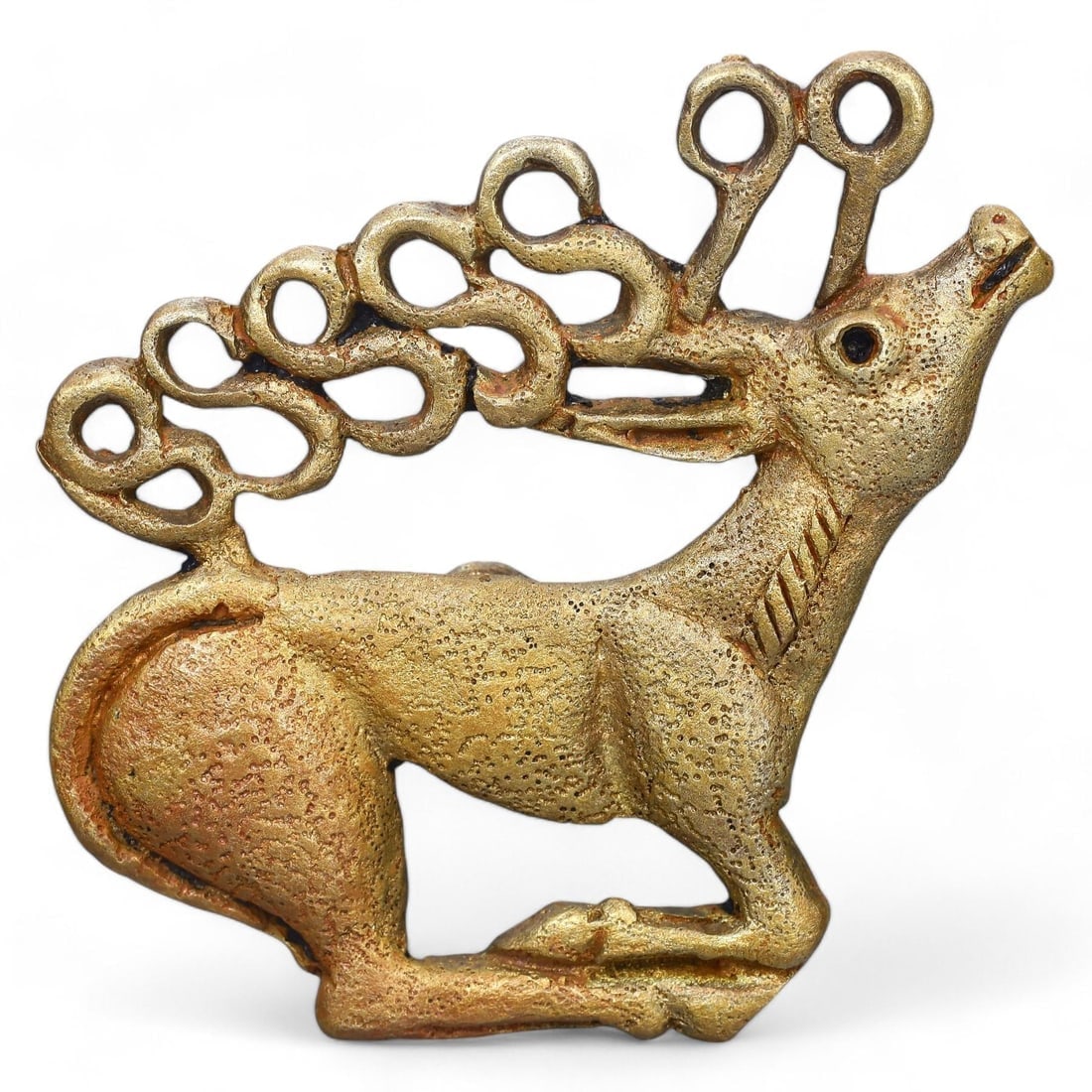 Medieval Eurasian Nomadic Crafted Zoomorphic Motif of the Steppe Warrior Bronze Belt Buckle (1 of 2)