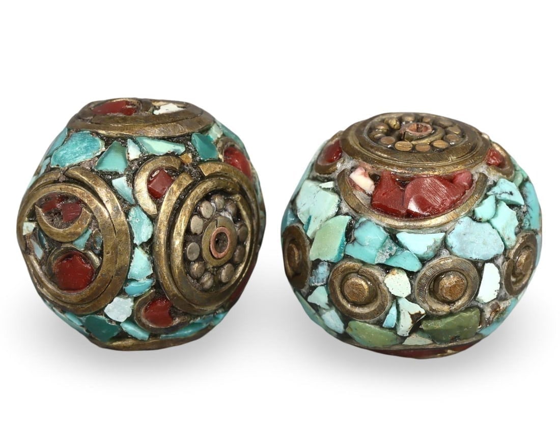 Post Medieval Sino-Tibetan Carnelian Turquoise Amulet Beads, 20th Century: Our highly anticipated Antique Auction, "Treasures of the Ancient and Medieval World," offering an unparalleled opportunity for collectors and history enthusiasts to acquire rare Ancient Artifacts for