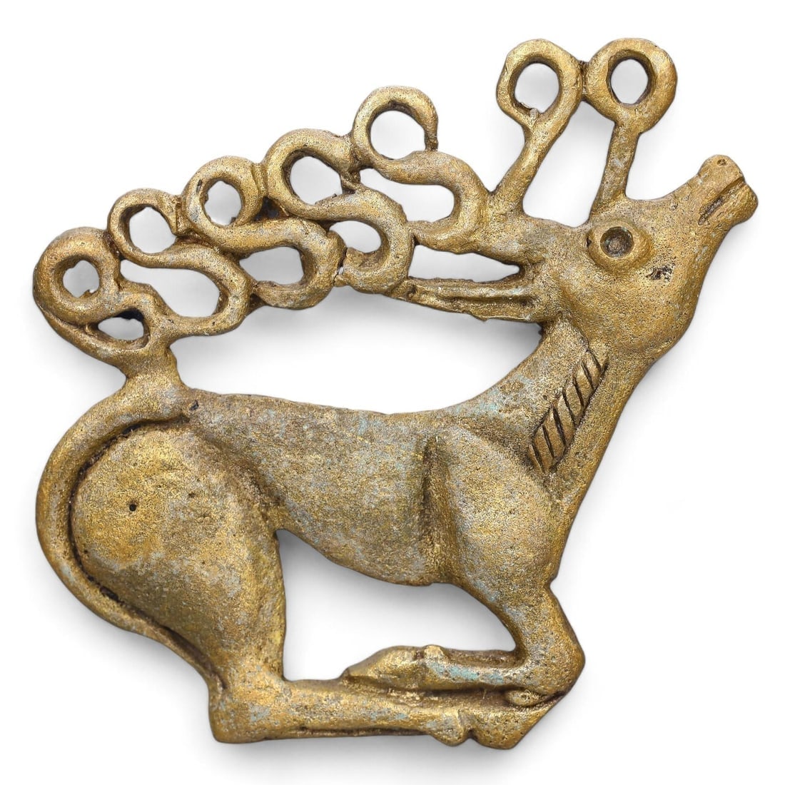 Medieval Eurasian Nomadic Crafted Zoomorphic Motif of the Steppe Warrior Bronze Belt Buckle (1 of 2)