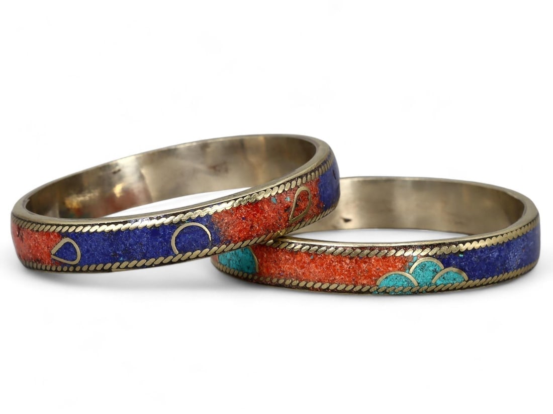 Vibrant Tibetan Exquisite Handcrafted Brass Bangles with Coral and Lapis Inlay Jewelry: Our highly anticipated Antique Auction, "Treasures of the Ancient and Medieval World," offering an unparalleled opportunity for collectors and history enthusiasts to acquire rare Ancient Artifacts for