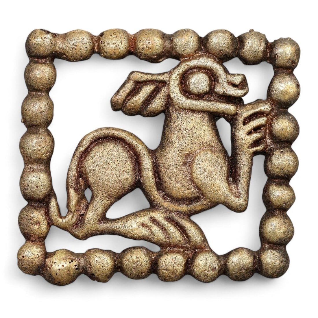 Medieval Eurasian Nomadic Crafted Zoomorphic Motif of the Steppe Warrior Bronze Belt Buckle (1 of 2)