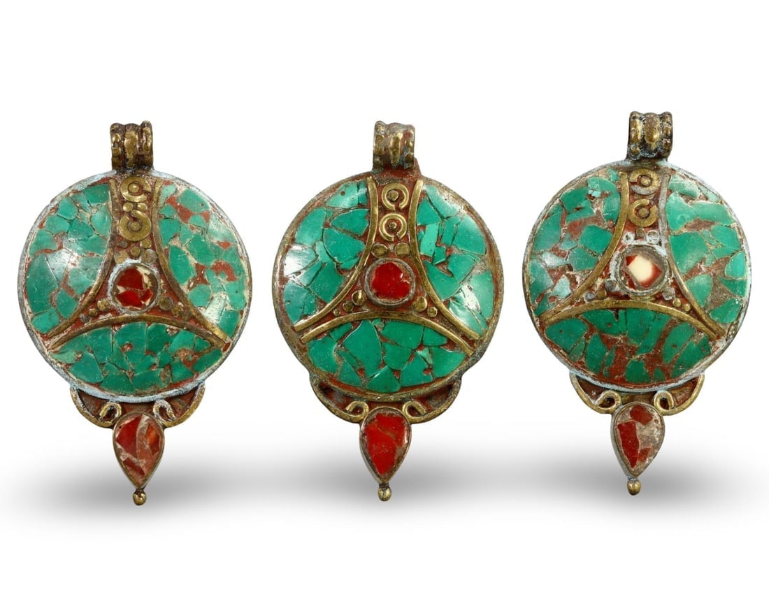 Antique Indo Himalayan Malachite Coral Inlaid Locket Pendants: Our highly anticipated Antique Auction, "Treasures of the Ancient and Medieval World," offering an unparalleled opportunity for collectors and history enthusiasts to acquire rare Ancient Artifacts for