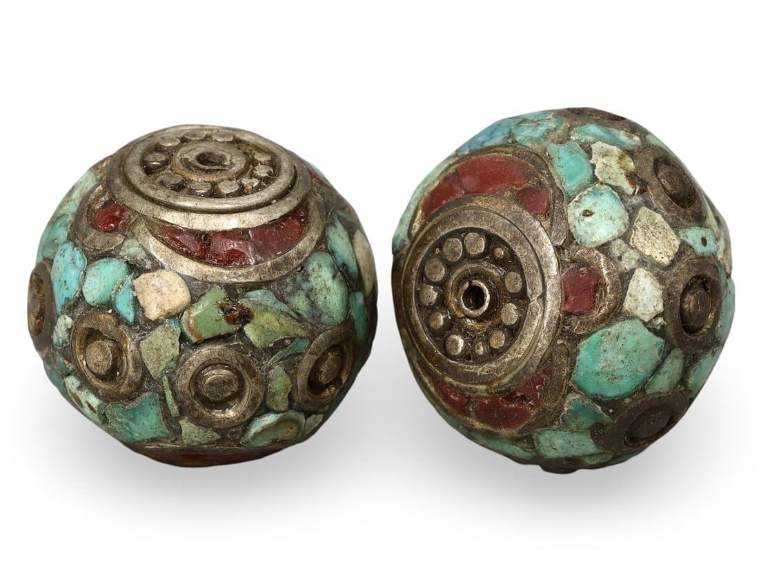 Post Medieval Sino-Tibetan Carnelian Turquoise Amulet Beads, 20th Century: Our highly anticipated Antique Auction, "Treasures of the Ancient and Medieval World," offering an unparalleled opportunity for collectors and history enthusiasts to acquire rare Ancient Artifacts for