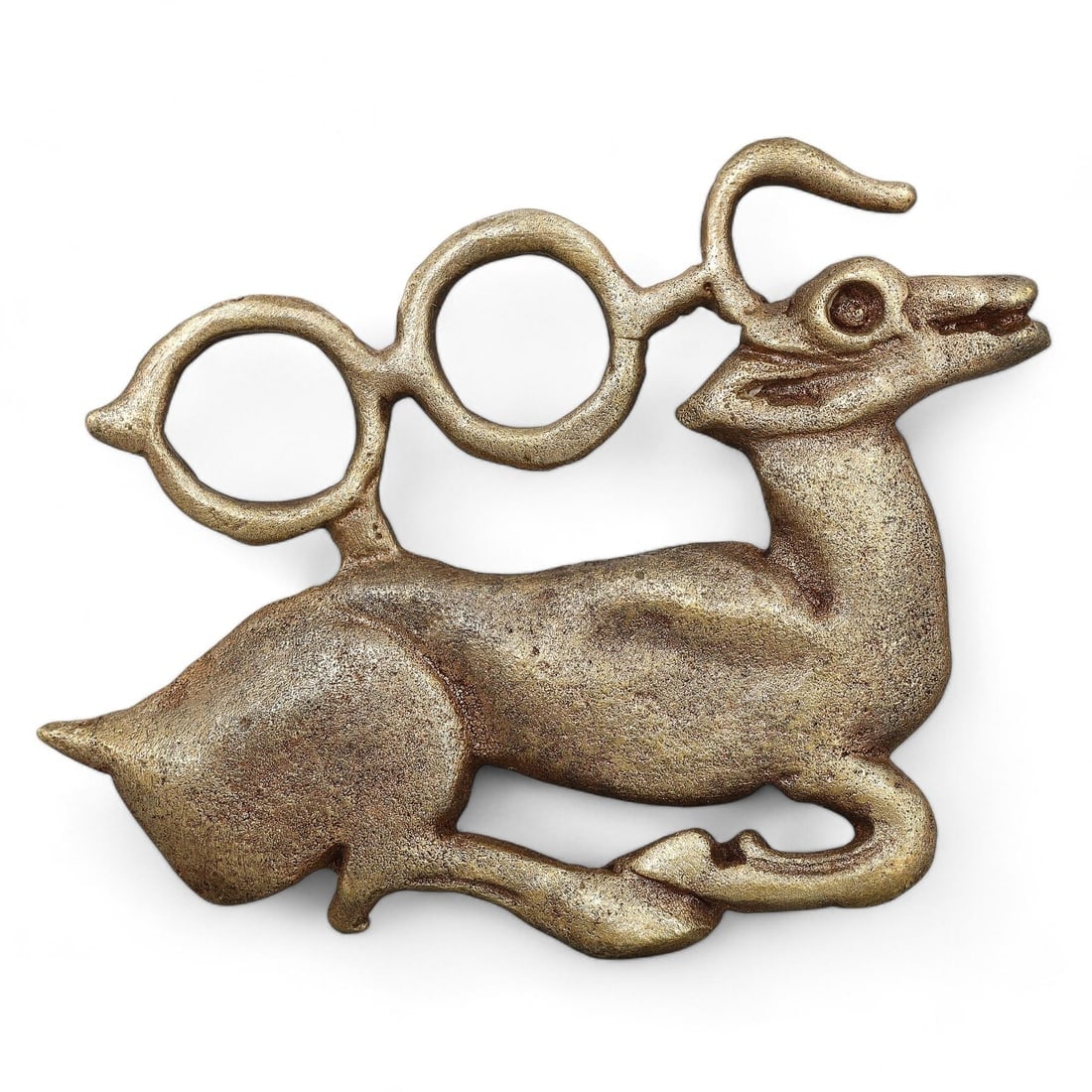 Medieval Eurasian Nomadic Crafted Zoomorphic Motif of the Steppe Warrior Bronze Belt Buckle (1 of 2)