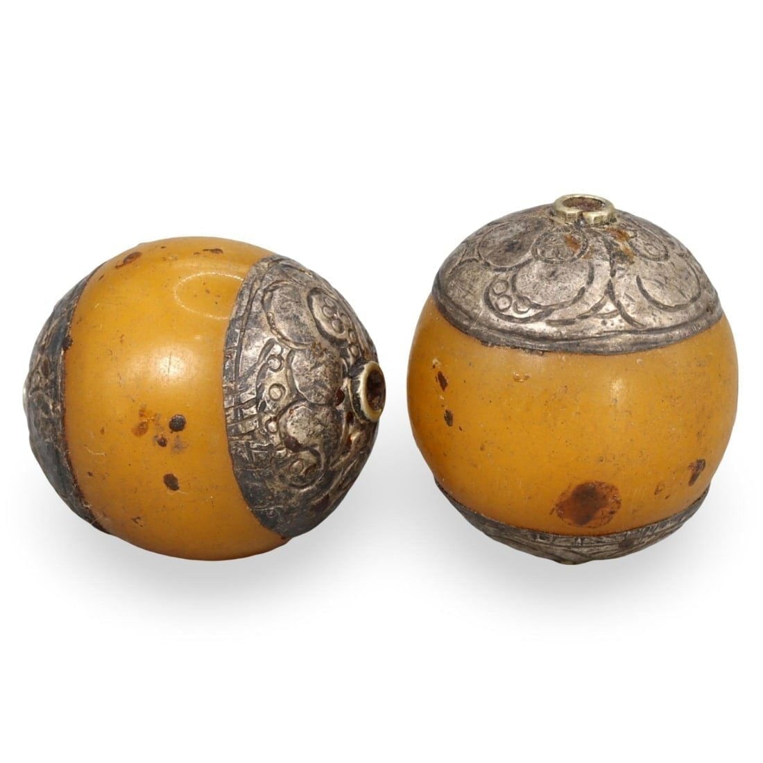 Post Medieval Tibetan Capped Copal Necklace Beads, Mid 20th Century (1 of 1)