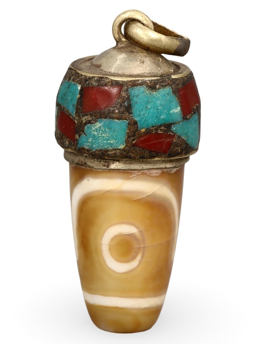 Antique Sino-Tibetan Mosaic Topped Agate Amulet Pendant: Our highly anticipated Antique Auction, "Treasures of the Ancient and Medieval World," offering an unparalleled opportunity for collectors and history enthusiasts to acquire rare Ancient Artifacts for
