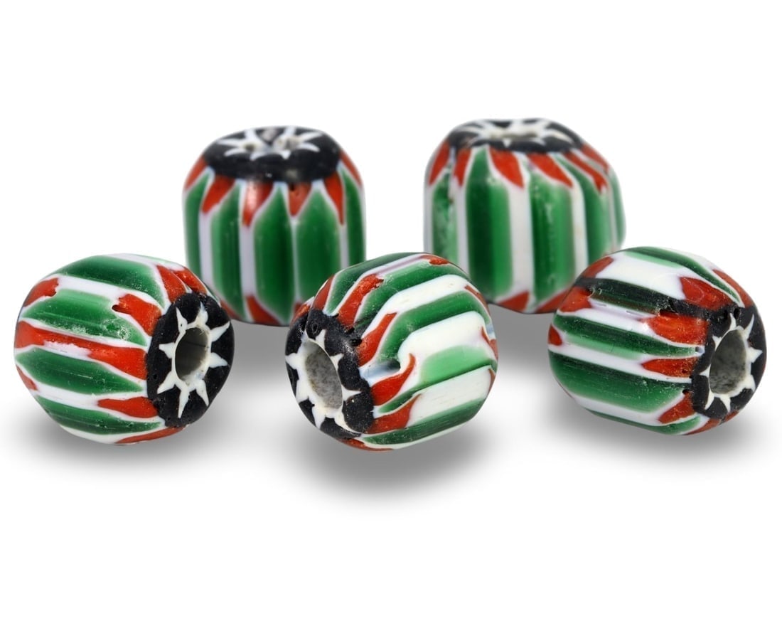 Magnificent Collection of Rare Venetian Multi Color Chevron Trade Beads (1 of 1)