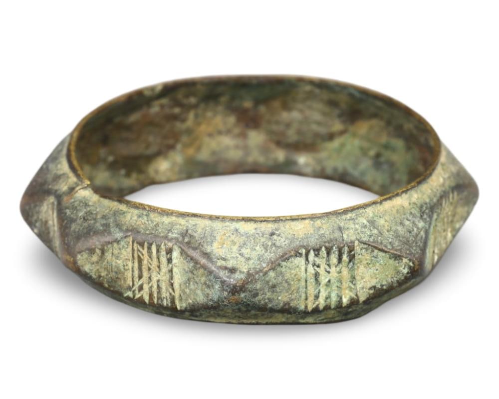 Ancient Roman Bronze Spiked Bracelet with Ornate Detailing, Circa 1st Millennium AD (1 of 2)
