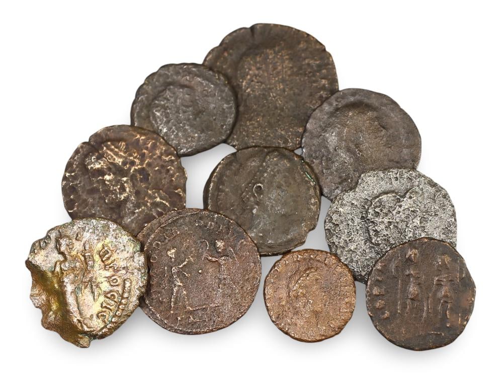 Ancient Roman Bronze Coin Lot Roman Empire Emperor Portrait Collection: **Dimension information at the bottom section after Condition** Our highly anticipated Antique Auction, "Treasures of the Ancient and Medieval World," offering an unparalleled opportunity for collecto