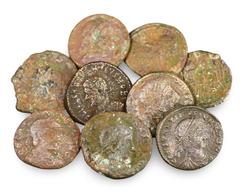 Ancient Roman Bronze Coins Collection Authentic 3rd-4th Century Currency Artifacts (1 of 1)