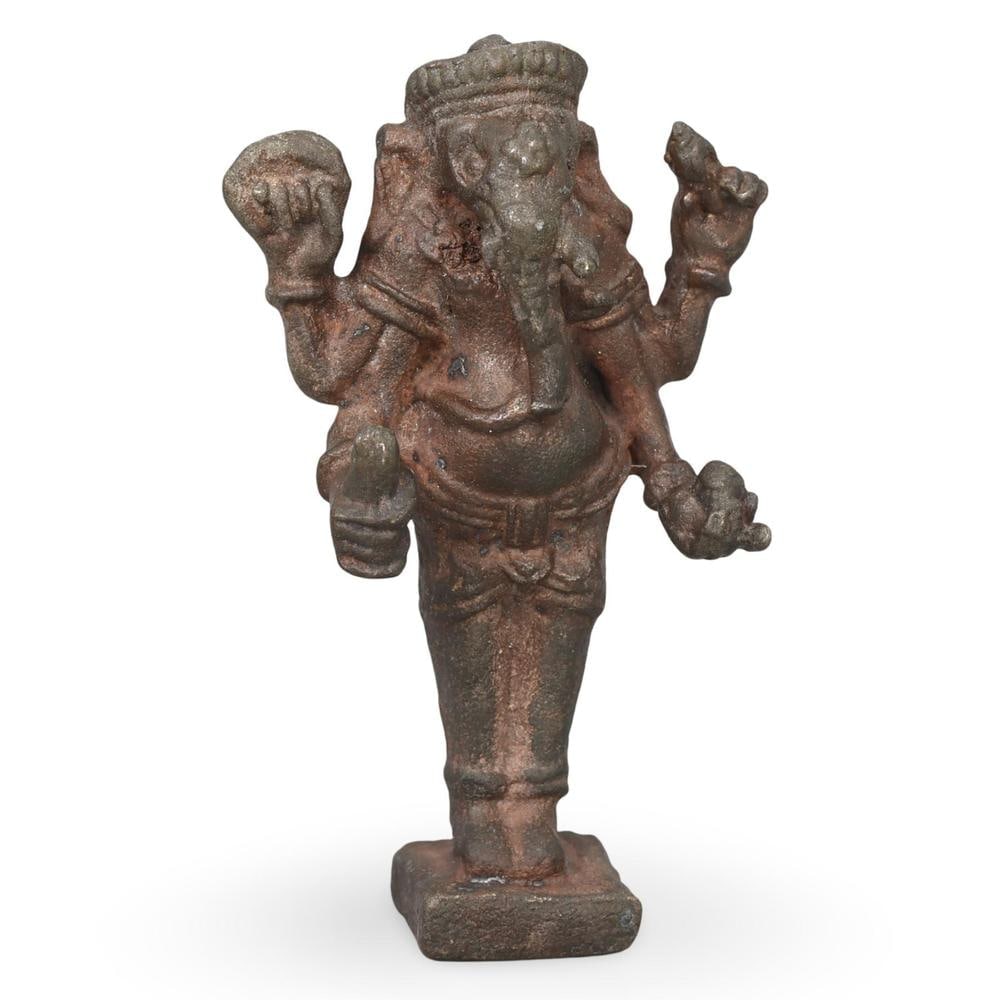 Antique Bronze Ganesha Statue with Four Arms Hindu Deity Sculpture (1 of 3)