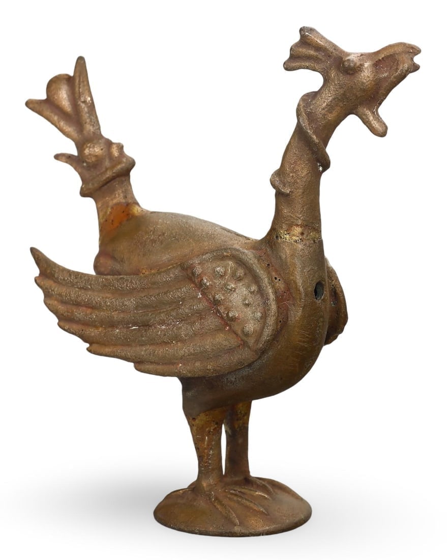 Medieval Bronze Cockerel Figurine - Intricately Cast, 12th-14th Century: **Dimension information at the bottom section after Condition** Welcome to the No Reserve Ancient Relics & Rare Artifacts auction, where history comes alive through an extraordinary collection of trea