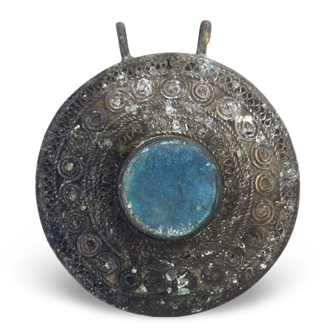 Antique Qajar Dynasty Intricate Pseudo Filigree Amulet Pendant: **Dimension information at the bottom section after Condition** Welcome to the No Reserve Ancient Relics & Rare Artifacts auction, where history comes alive through an extraordinary collection of trea