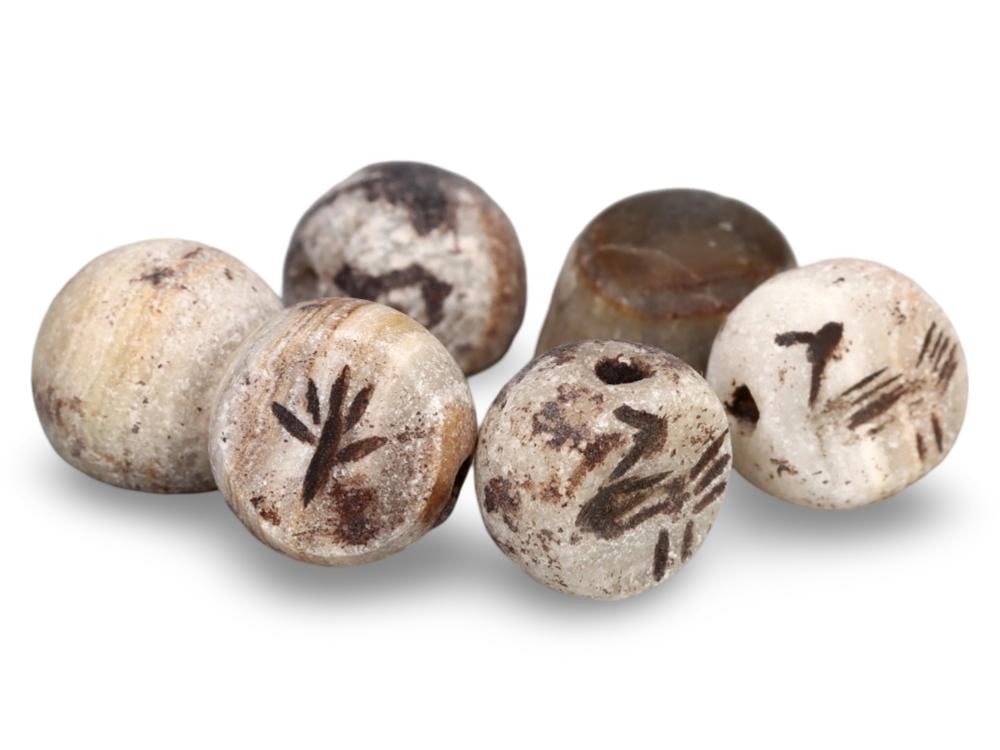 Sasanian Empire Alabaster Seal Beads Lot Ancient Persian Stamp Artifacts (1 of 1)