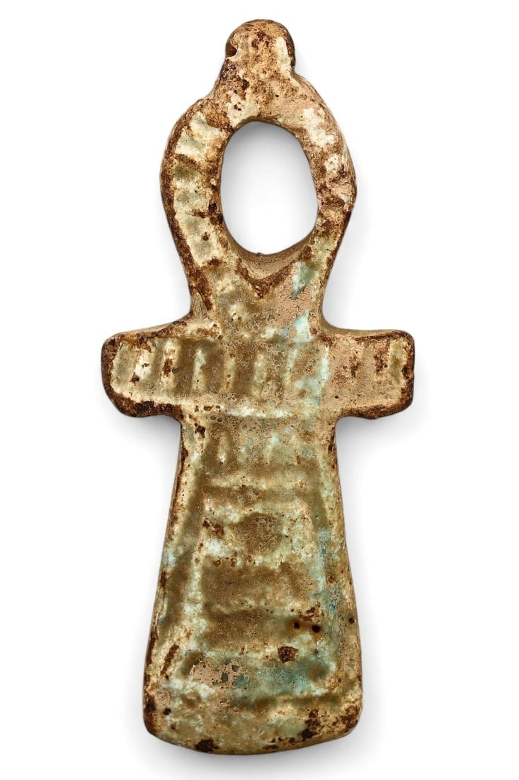Antique Post Medieval Egyptian Egyptian Faience Ankh, Symbol of Life Amulet (1 of 2)