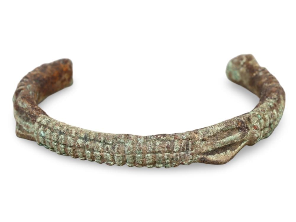 Ancient Viking Bronze Bracelet with Ribbed Textured Design, 9th-11th Century AD (1 of 2)