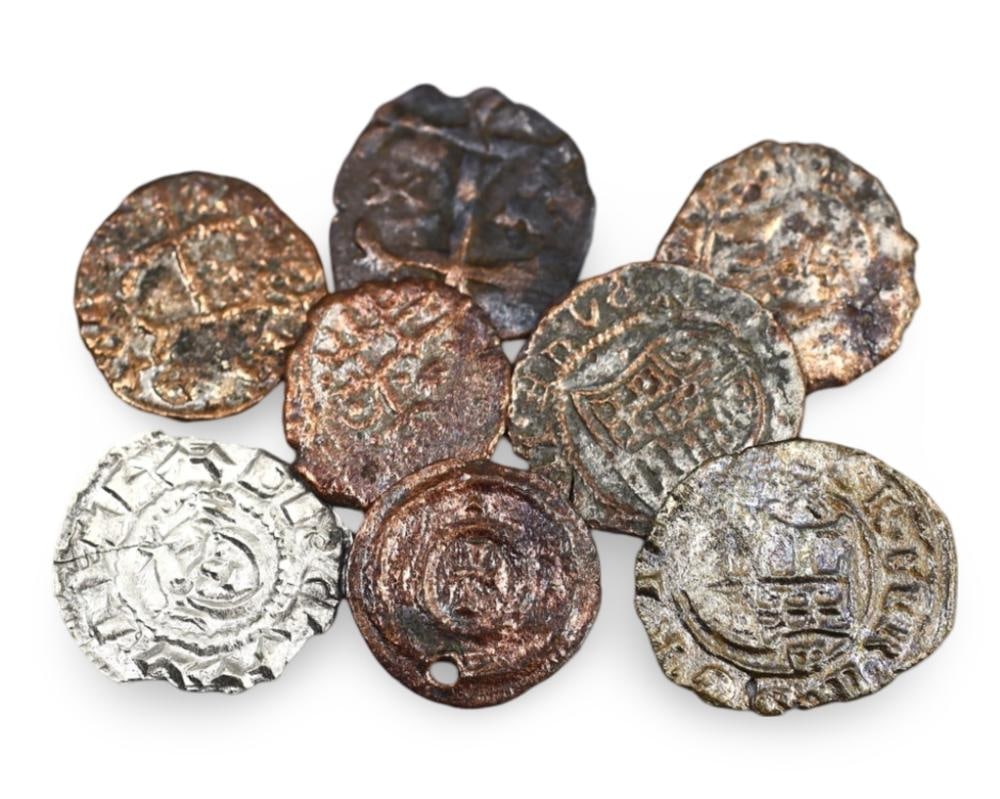 Medieval European Hammered Silver and Bronze Coin Collection of Eight: **Dimension information at the bottom section after Condition** Welcome to the No Reserve Ancient Relics & Rare Artifacts auction, where history comes alive through an extraordinary collection of trea