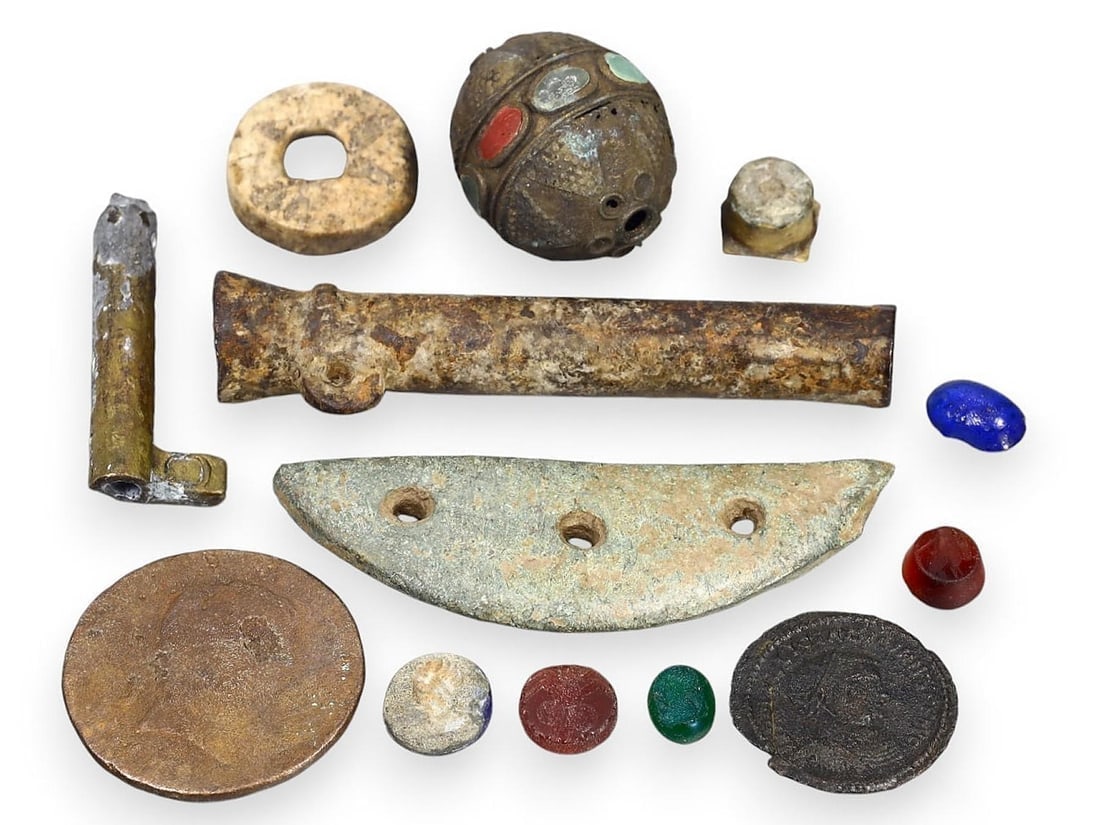 Eclectic Collection of Ancient Beads, Coins, and Artifacts from Various Historical Eras (1 of 1)