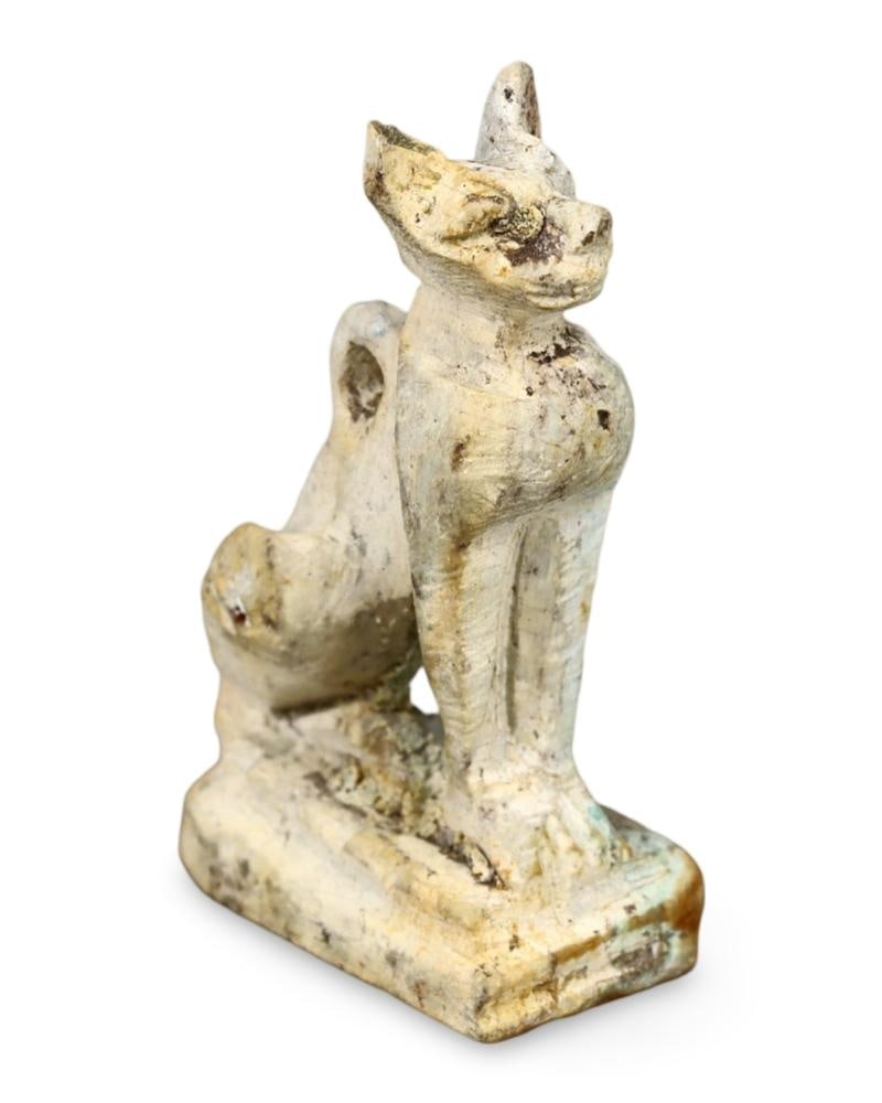 Ancient Egyptian Style Steatite Cat Figurine Late Period Bastet Symbol Amulet (1 of 2)