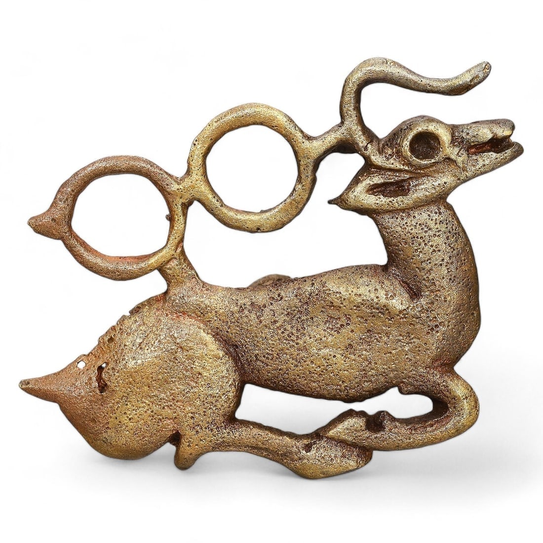 Medieval Eurasian Nomadic Crafted Zoomorphic Motif of the Steppe Warrior Bronze Belt Buckle (1 of 2)