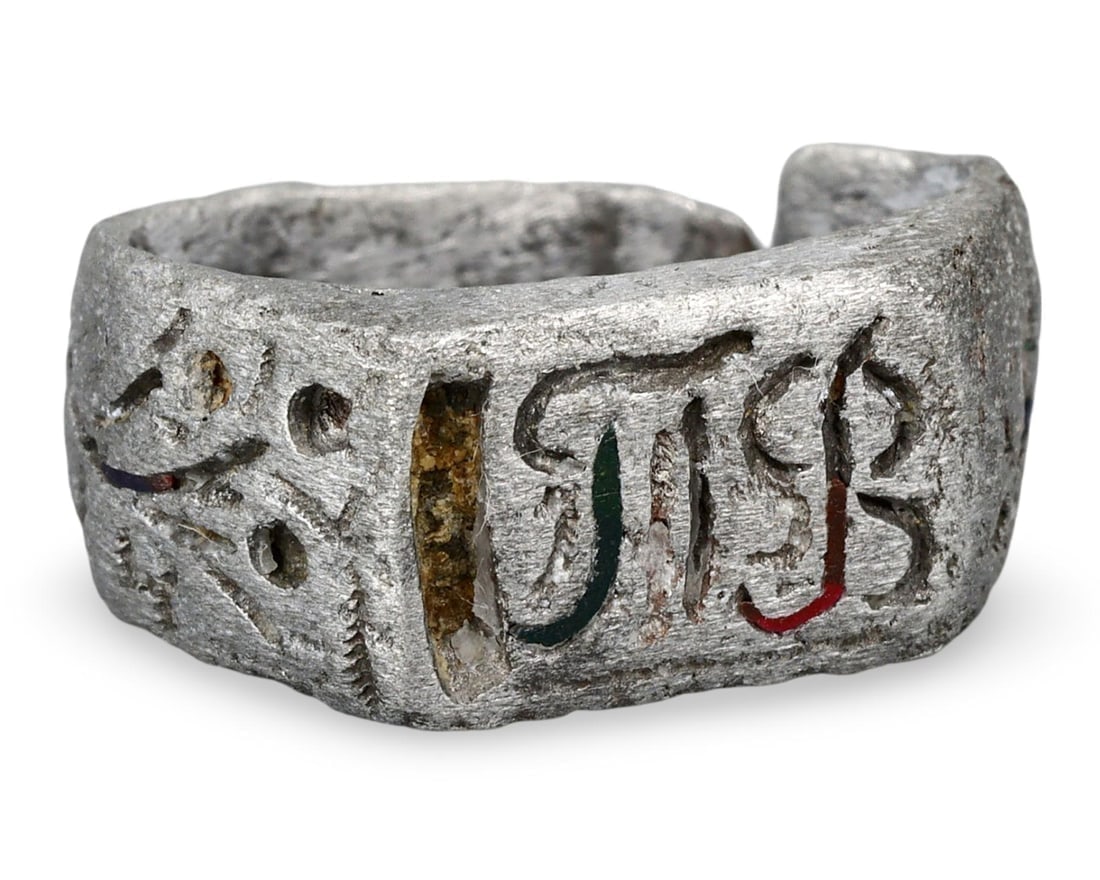 Medieval European Lead Ring with Carved Inscriptions: **Dimension information at the bottom section after Condition** Welcome to the No Reserve Ancient Relics & Rare Artifacts auction, where history comes alive through an extraordinary collection of trea