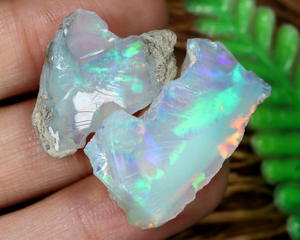 27.3Ct Facet Grade Natural Ethiopian Welo Opal Rough Gemstone with Striking Color Play (1 of 2)