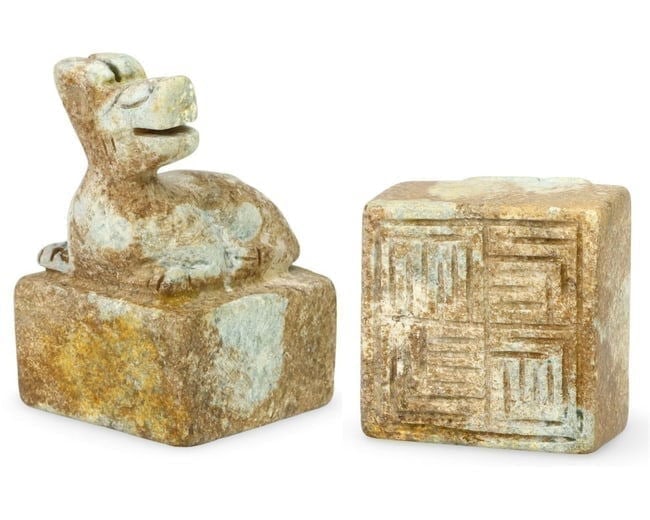 Post Medieval Chinese Jade Stone Stamp Seal with Animal Handle, 17th-19th Century (1 of 5)