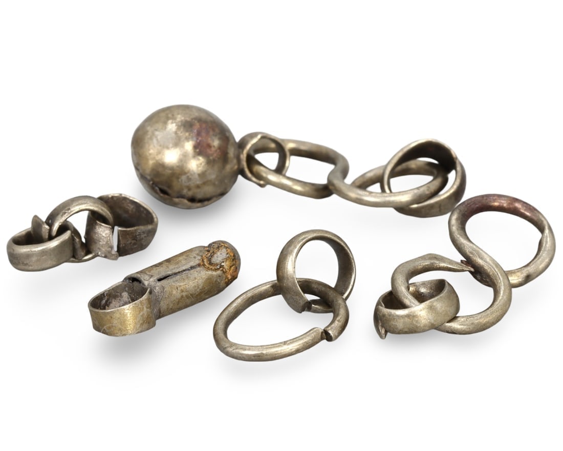 Ancient Medieval Viking Era Silver Jewelry Beads Components, 9th-13th Century: **Dimension information at the bottom section after Condition** Welcome to the No Reserve Ancient Relics & Rare Artifacts auction, where history comes alive through an extraordinary collection of trea