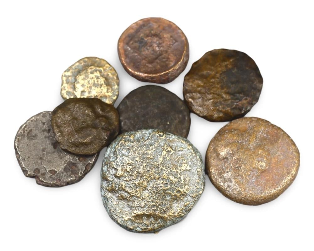 Lot of 8 Authentic Ancient Greek Bronze Coins Circa 4th-2nd Century BC (1 of 1)