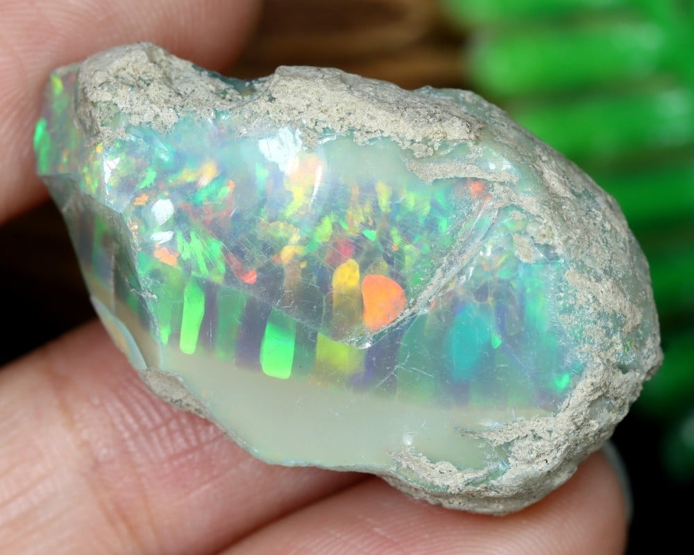 24Ct Vibrant Play of Color in Natural Ethiopian Welo Opal Rough Facet Grade Gemstone (1 of 3)