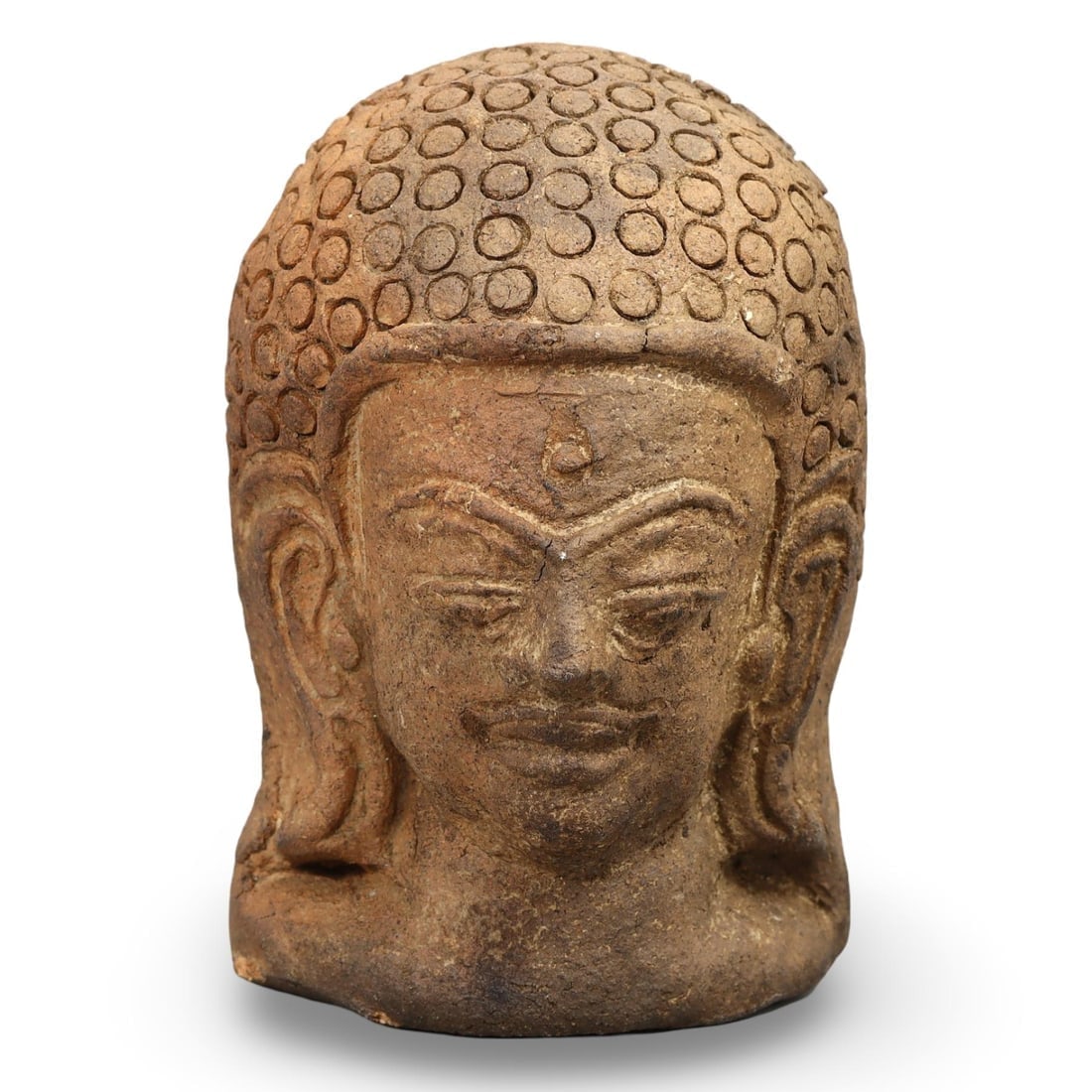 Post Medieval Sino-Tibetan Buddhist Terracotta Bust of Buddha, 18th-19th Century (1 of 2)