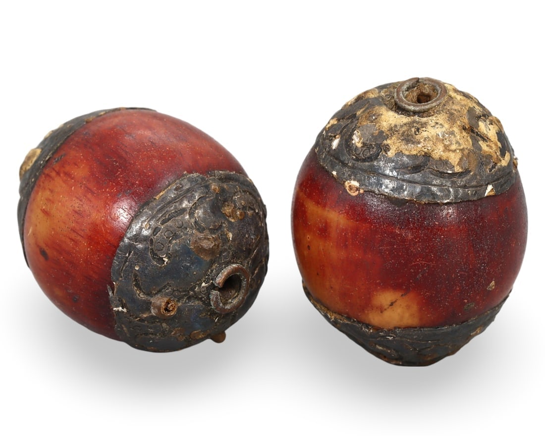 Vintage Sino-Tibetan Silver Capped Red Tribal Beads, Traditional Jewelry: **Dimension information at the bottom section after Condition** Welcome to the No Reserve Ancient Relics & Rare Artifacts auction, where history comes alive through an extraordinary collection of trea