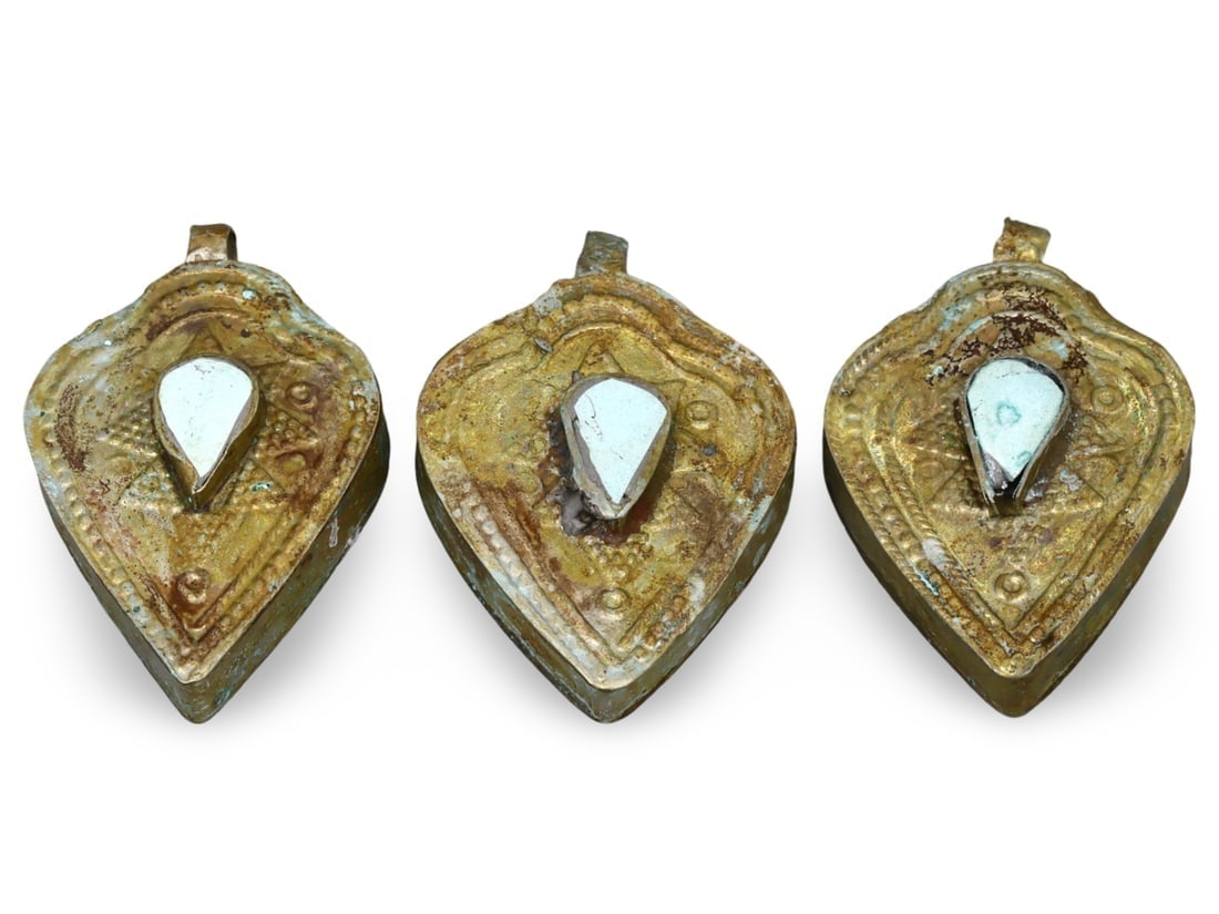 Antique Qajar Dynasty Intricate Pseudo Granulation Amulet Pendants, Persian Craftsmanship: **Dimension information at the bottom section after Condition** Welcome to the No Reserve Ancient Relics & Rare Artifacts auction, where history comes alive through an extraordinary collection of trea