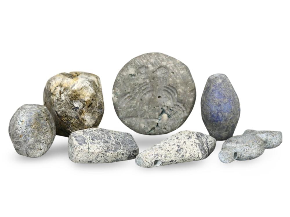 Collection of Ancient Egyptian Amulets and Stone Weights with Varied Forms (1 of 1)