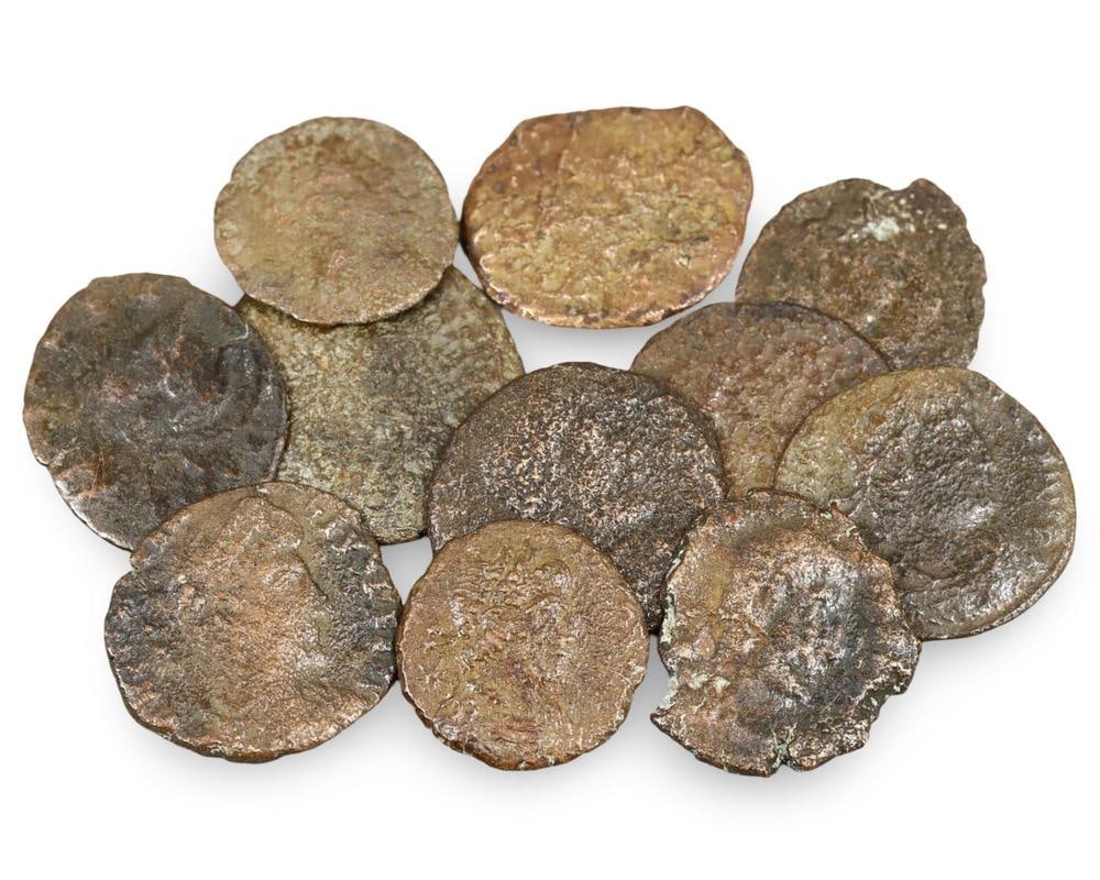 Set of Roman Bronze Coins with Patina, Representing Various Reigns (1 of 2)